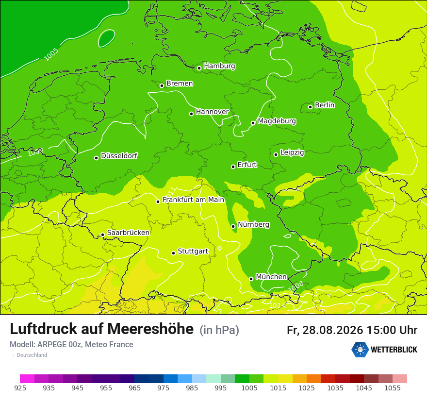 Modellkarte ARPEGE – pmsl – deutschland
