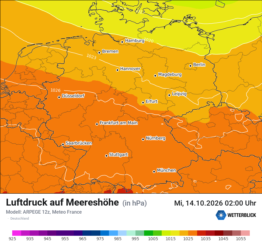 Modellkarte ARPEGE – pmsl – deutschland