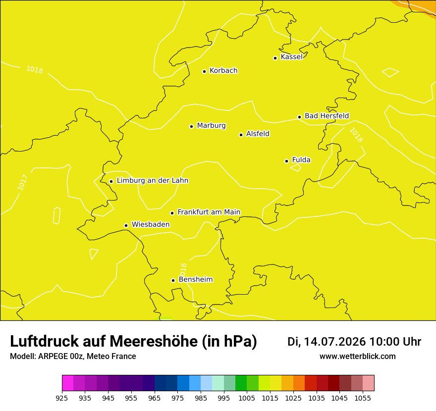 Modellkarte ARPEGE – pmsl – he