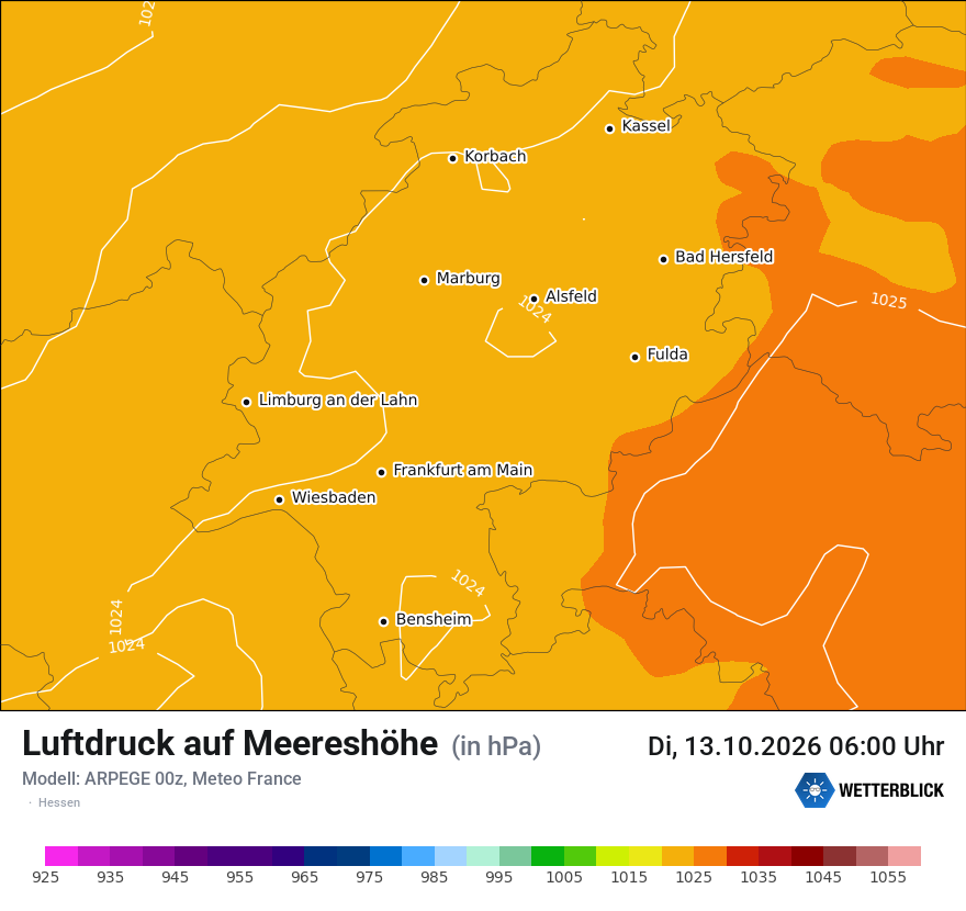 Modellkarte ARPEGE – pmsl – he