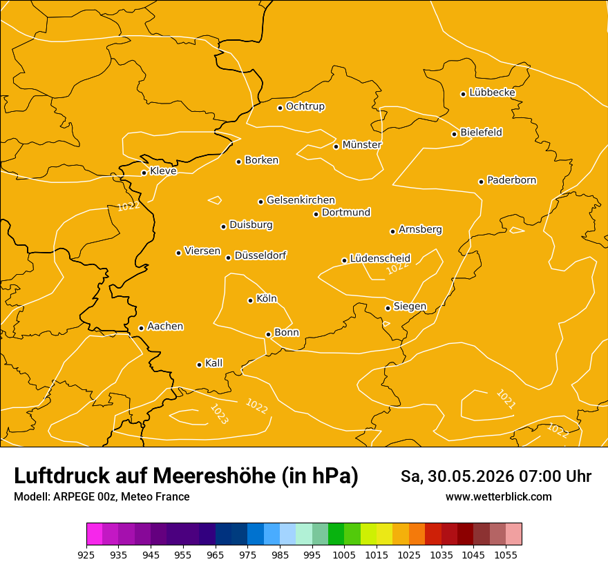 Modellkarte ARPEGE – pmsl – nrw
