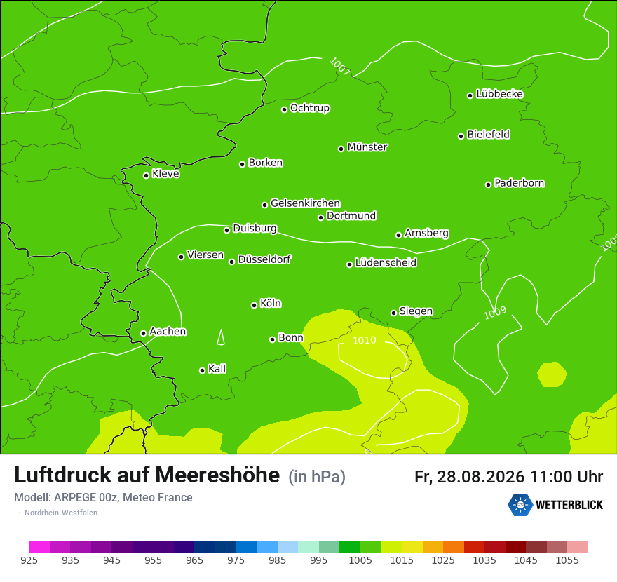 Modellkarte ARPEGE – pmsl – nrw