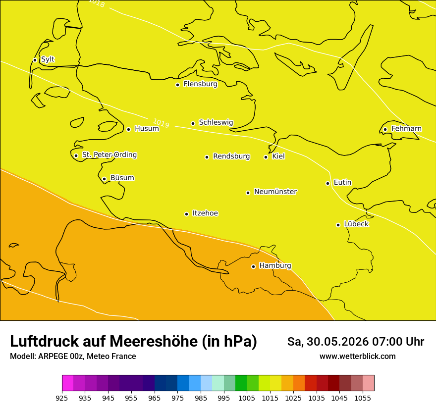 Modellkarte ARPEGE – pmsl – sh