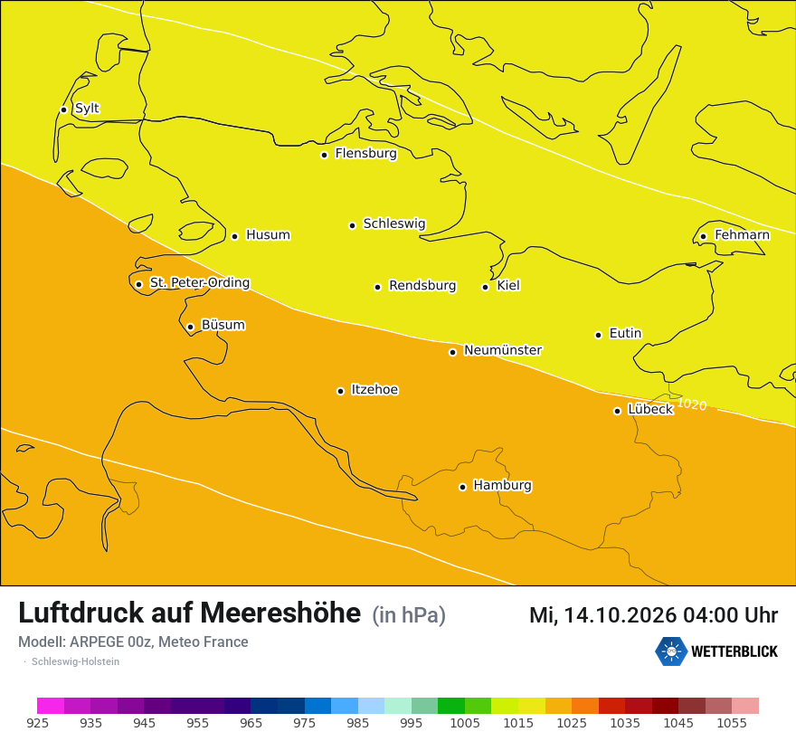 Modellkarte ARPEGE – pmsl – sh