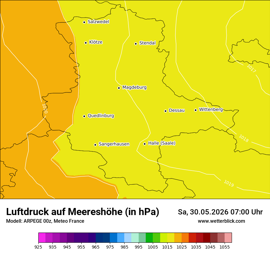 Modellkarte ARPEGE – pmsl – st