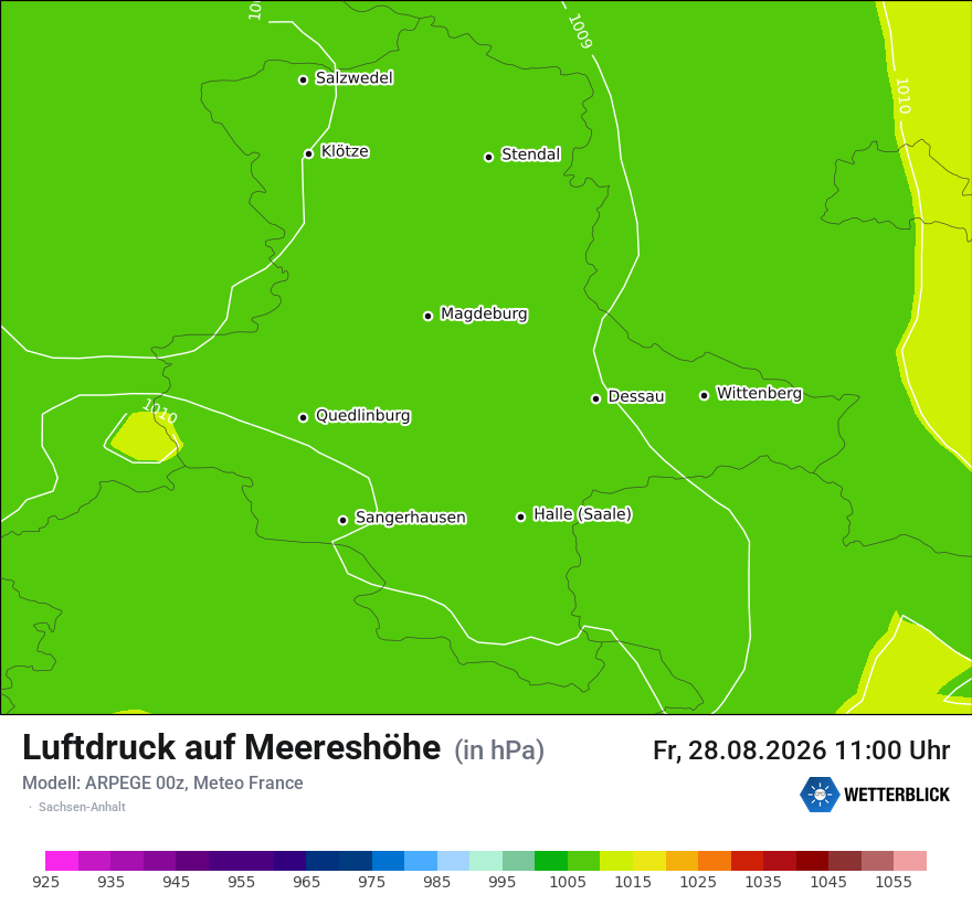 Modellkarte ARPEGE – pmsl – st