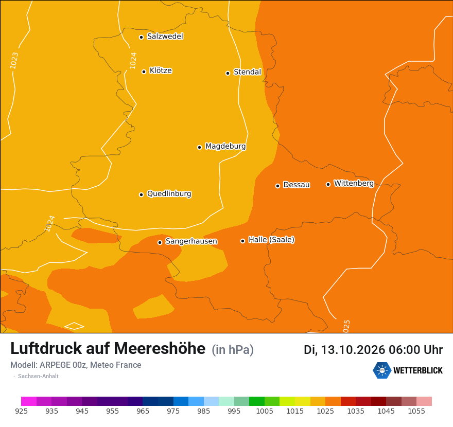 Modellkarte ARPEGE – pmsl – st