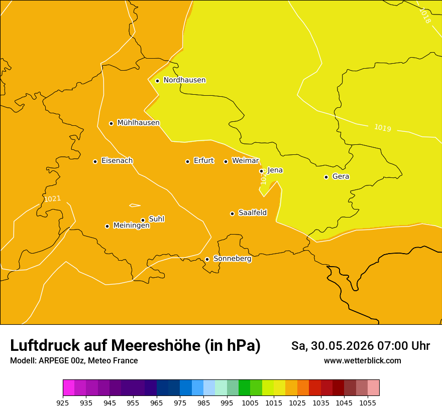 Modellkarte ARPEGE – pmsl – th