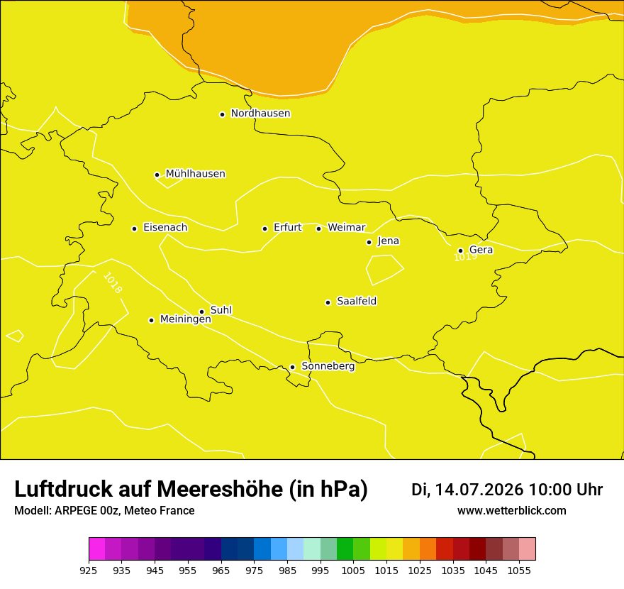 Modellkarte ARPEGE – pmsl – th
