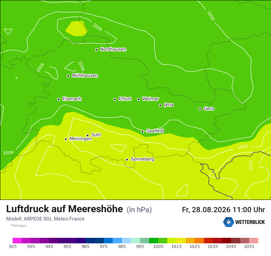 Modellkarte ARPEGE – pmsl – th