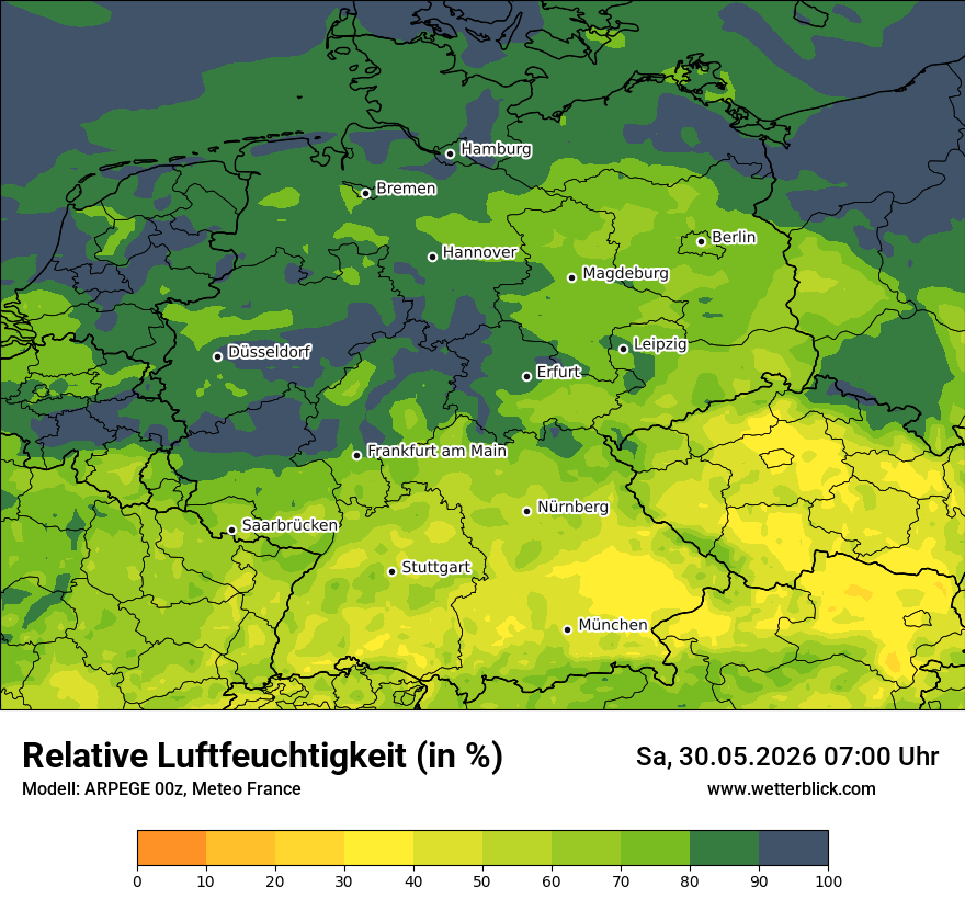 Modellkarte ARPEGE – relhum – deutschland