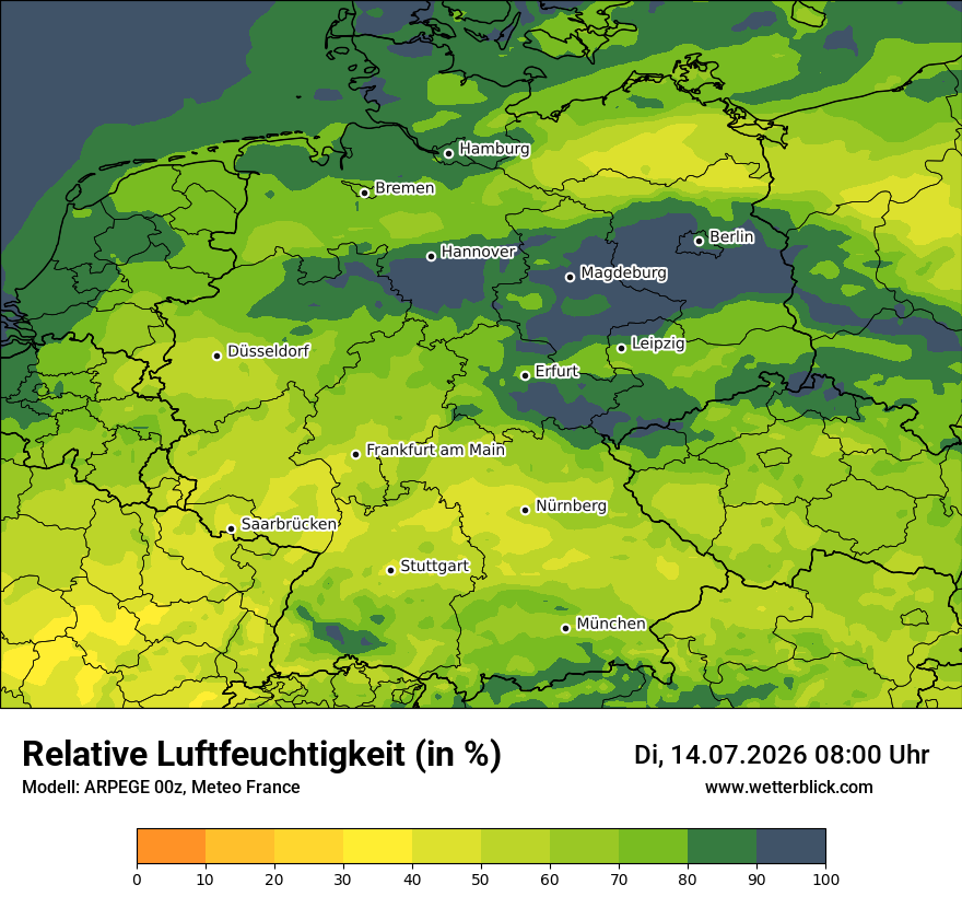 Modellkarte ARPEGE – relhum – deutschland