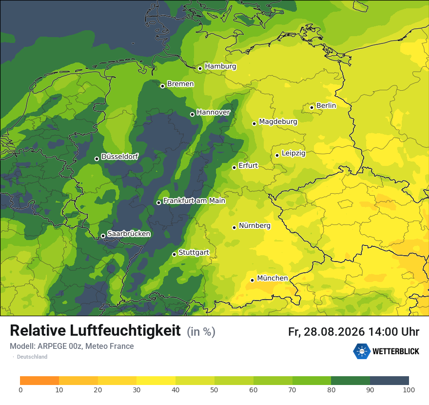 Modellkarte ARPEGE – relhum – deutschland