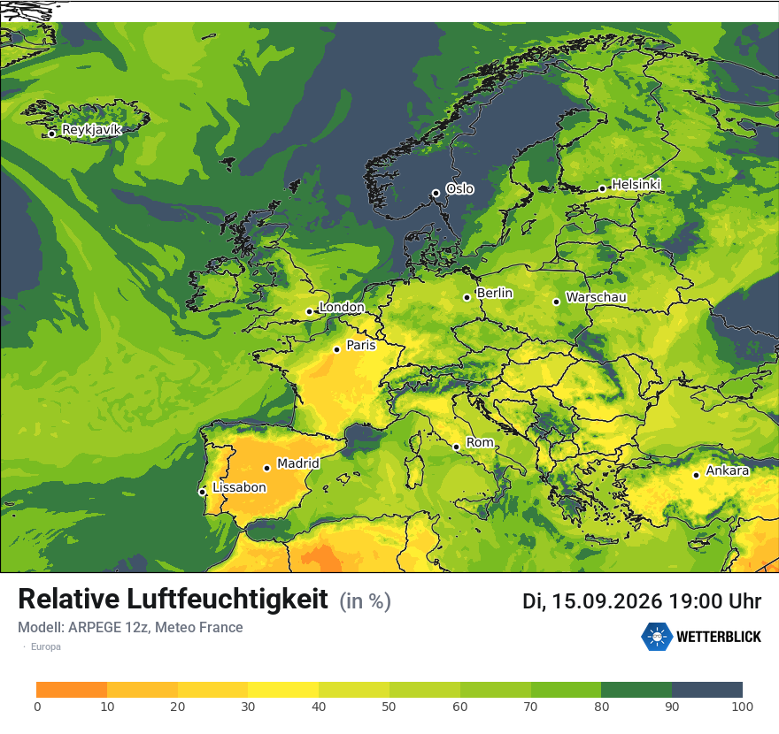 Modellkarte ARPEGE – relhum – europa