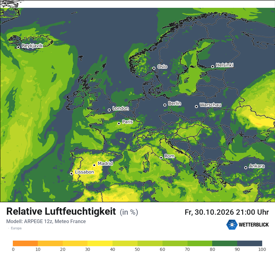 Modellkarte ARPEGE – relhum – europa