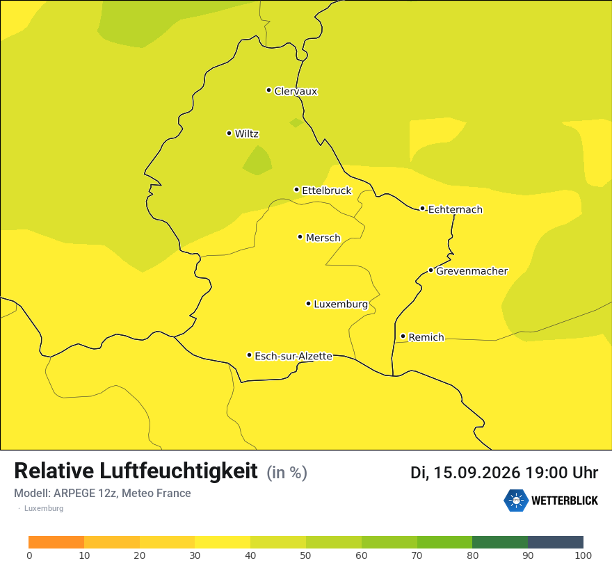 Modellkarte ARPEGE – relhum – luxemburg