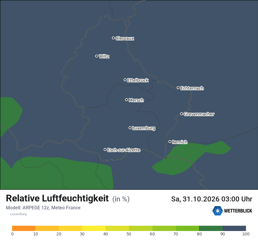 Modellkarte ARPEGE – relhum – luxemburg
