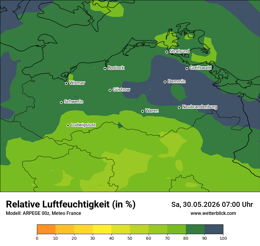 Modellkarte ARPEGE – relhum – mv
