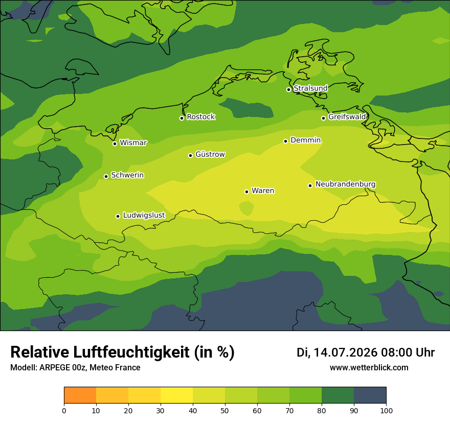 Modellkarte ARPEGE – relhum – mv