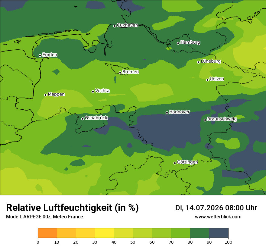 Modellkarte ARPEGE – relhum – ni