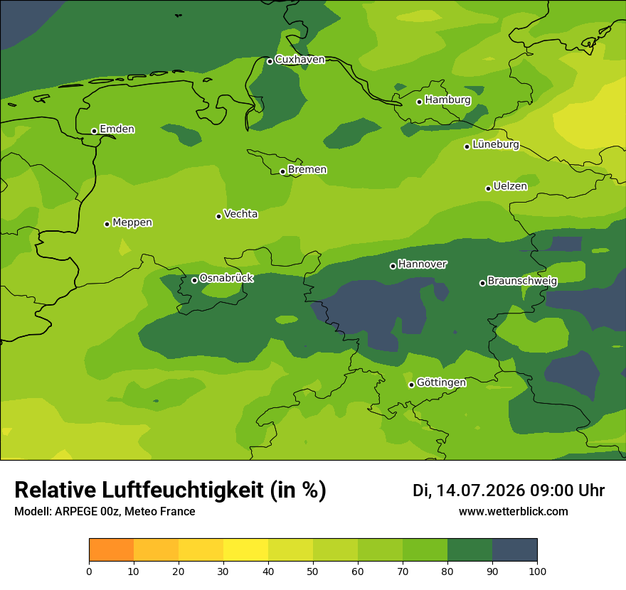 Modellkarte ARPEGE – relhum – ni