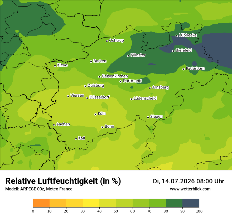 Modellkarte ARPEGE – relhum – nrw