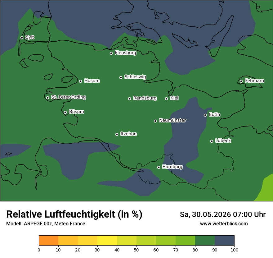 Modellkarte ARPEGE – relhum – sh