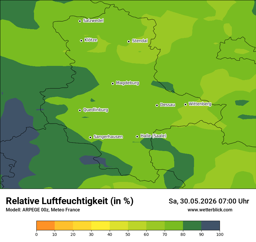Modellkarte ARPEGE – relhum – st
