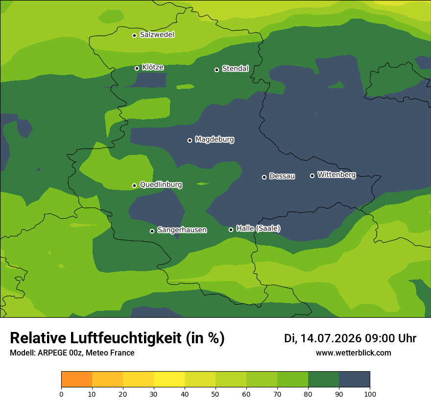 Modellkarte ARPEGE – relhum – st