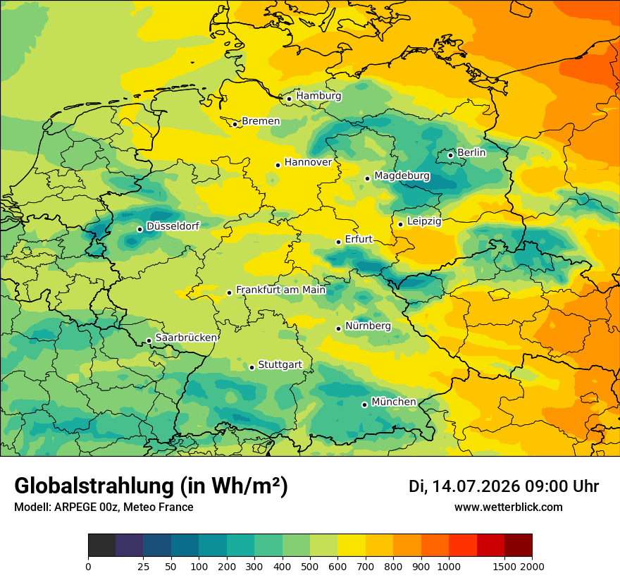 Modellkarte ARPEGE – ssrd – deutschland