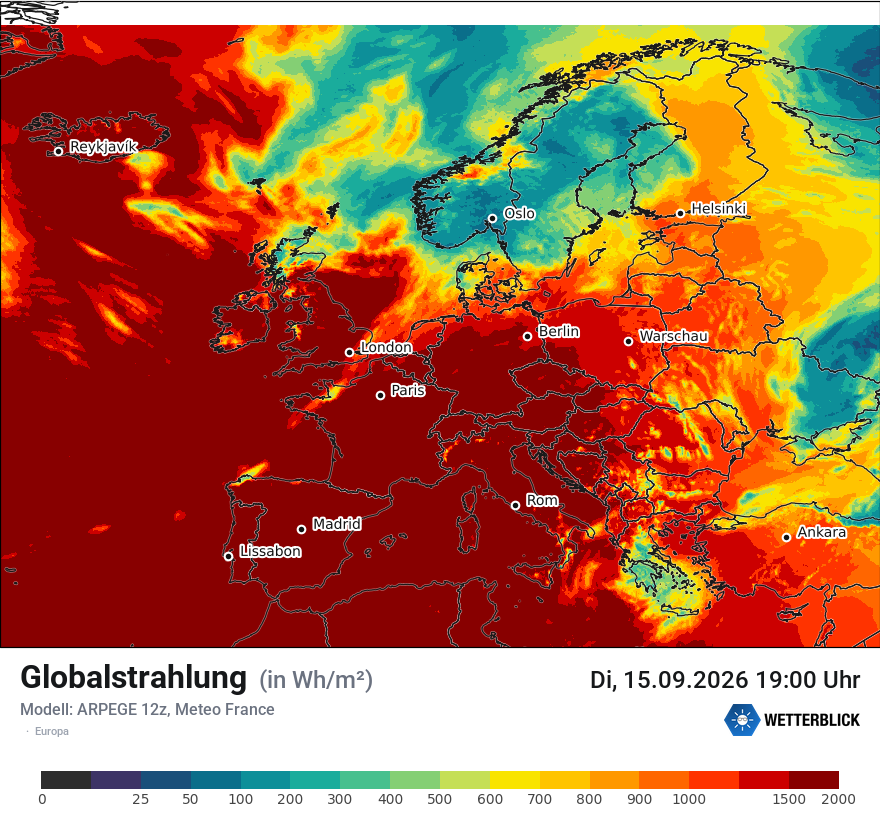Modellkarte ARPEGE – ssrd – europa