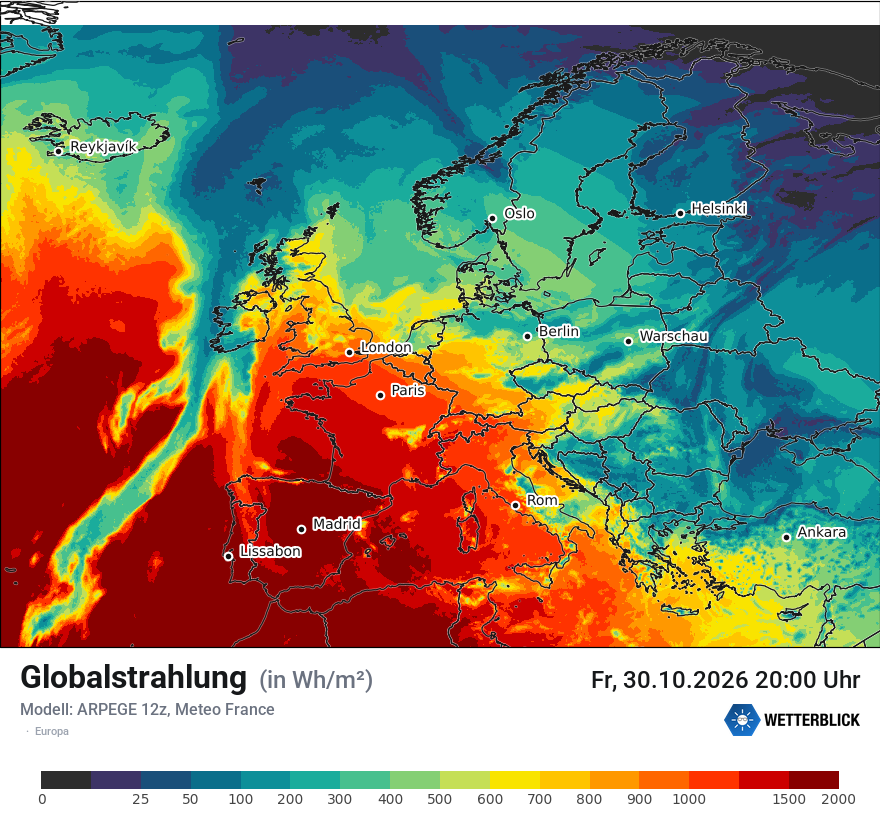 Modellkarte ARPEGE – ssrd – europa