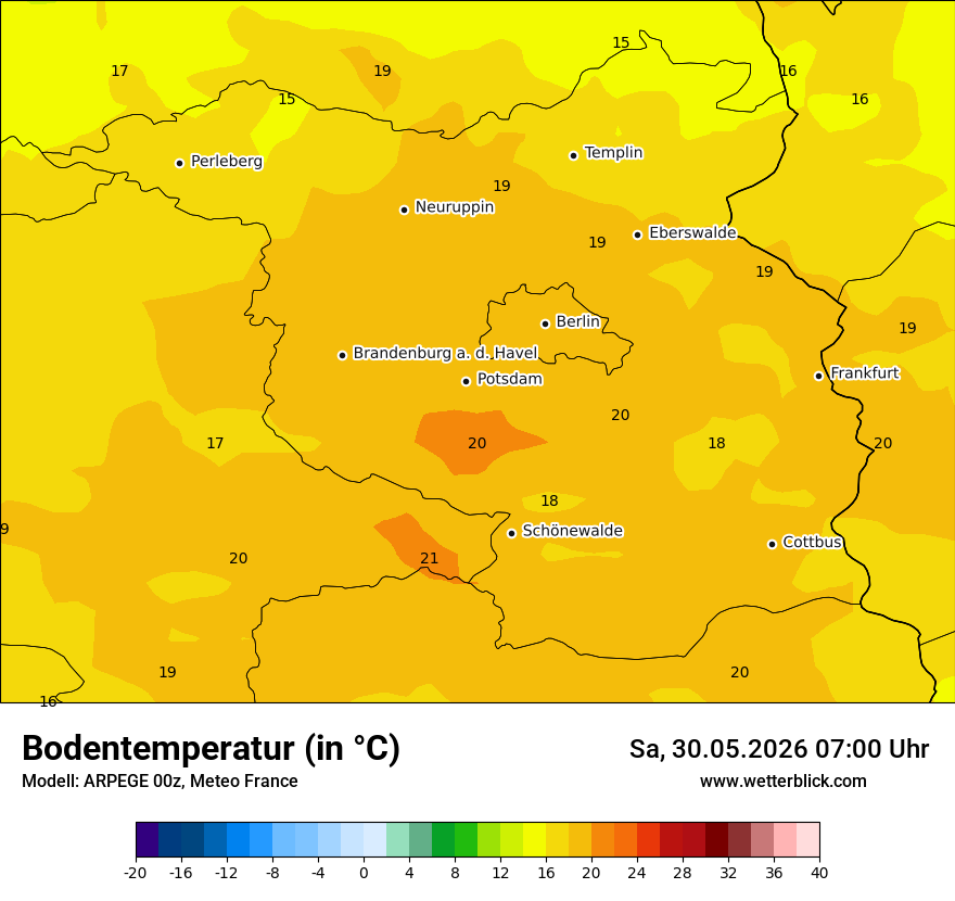 Modellkarte ARPEGE – t_g – bb