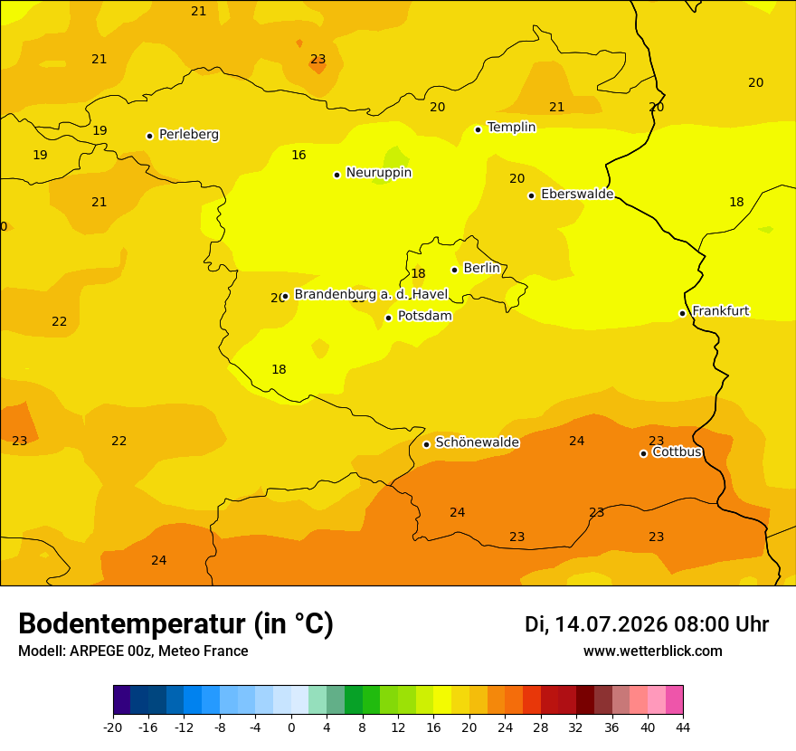 Modellkarte ARPEGE – t_g – bb