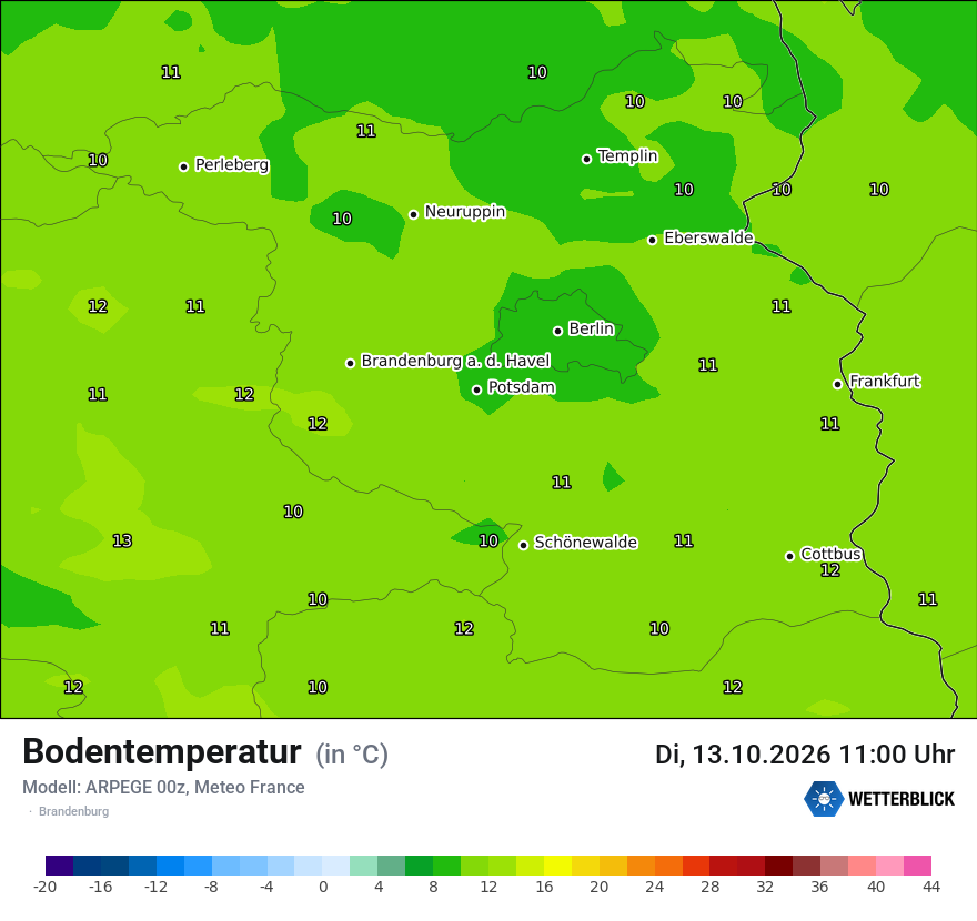 Modellkarte ARPEGE – t_g – bb