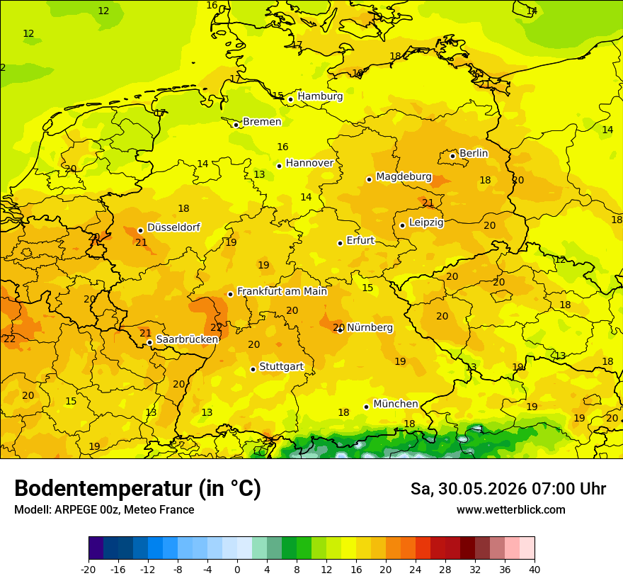 Modellkarte ARPEGE – t_g – deutschland