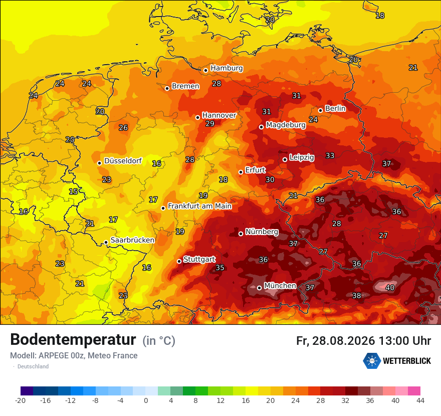 Modellkarte ARPEGE – t_g – deutschland