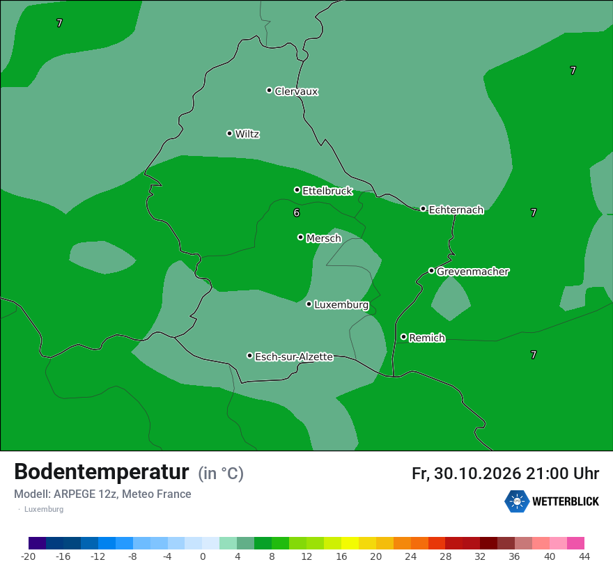 Modellkarte ARPEGE – t_g – luxemburg