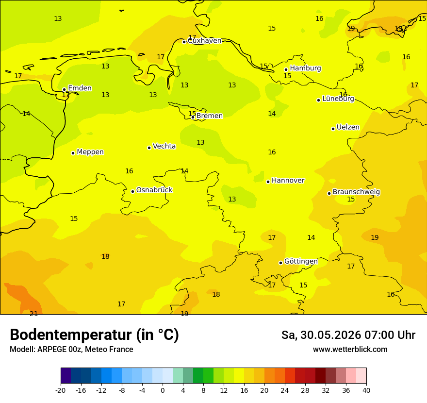 Modellkarte ARPEGE – t_g – ni