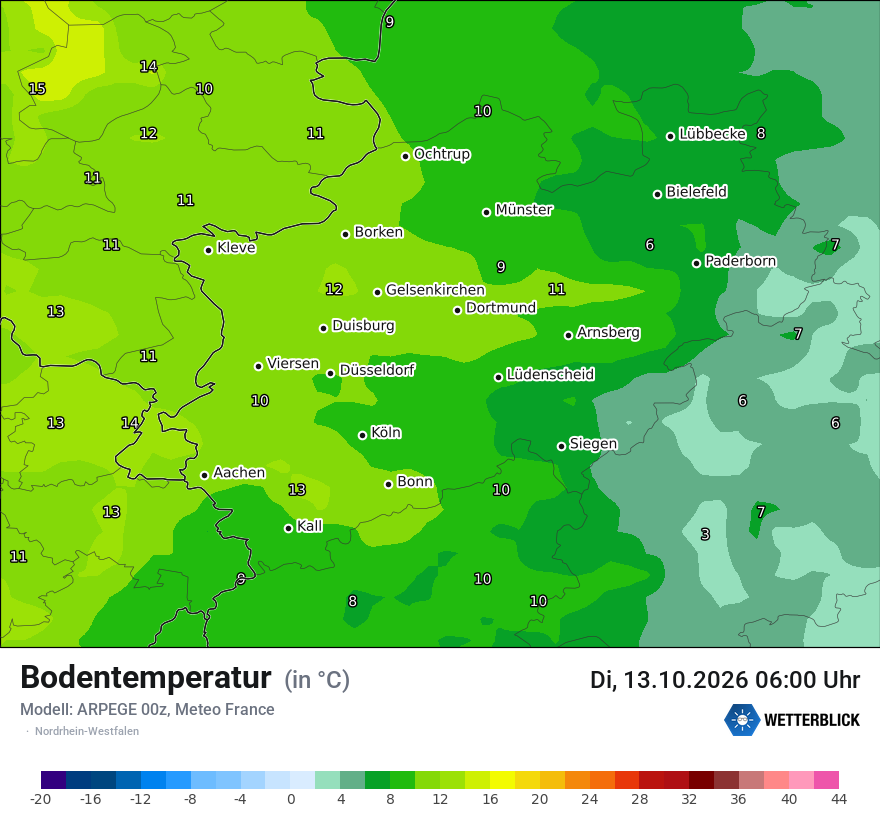 Modellkarte ARPEGE – t_g – nrw