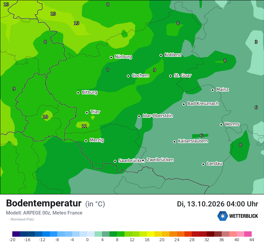 Modellkarte ARPEGE – t_g – rp