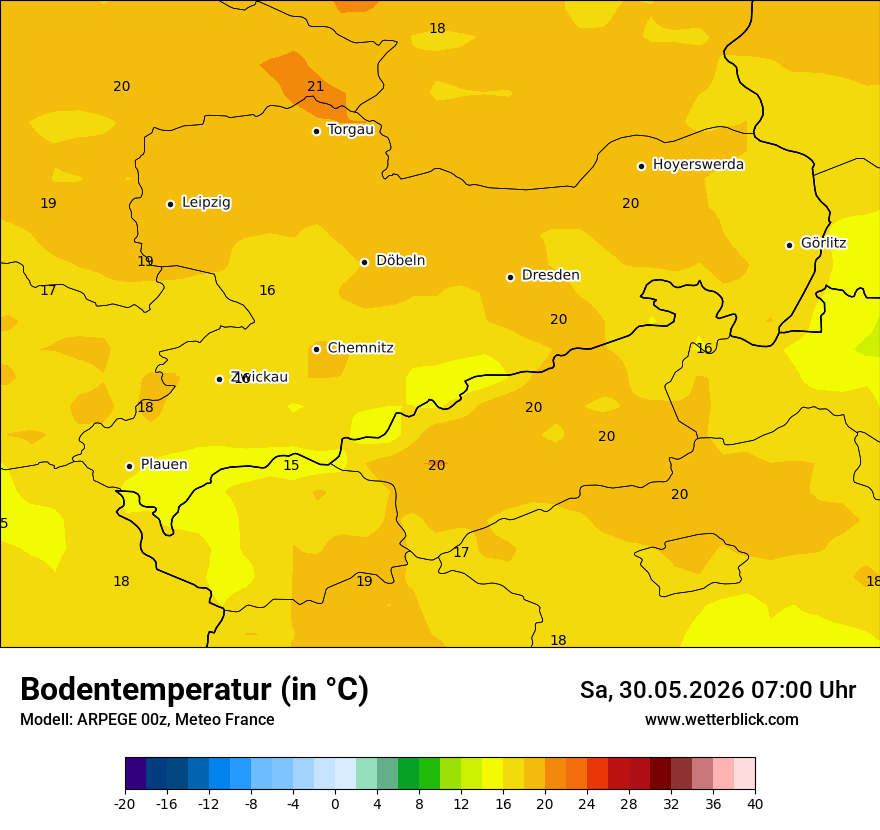 Modellkarte ARPEGE – t_g – sn