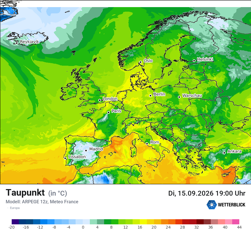 Modellkarte ARPEGE – td – europa