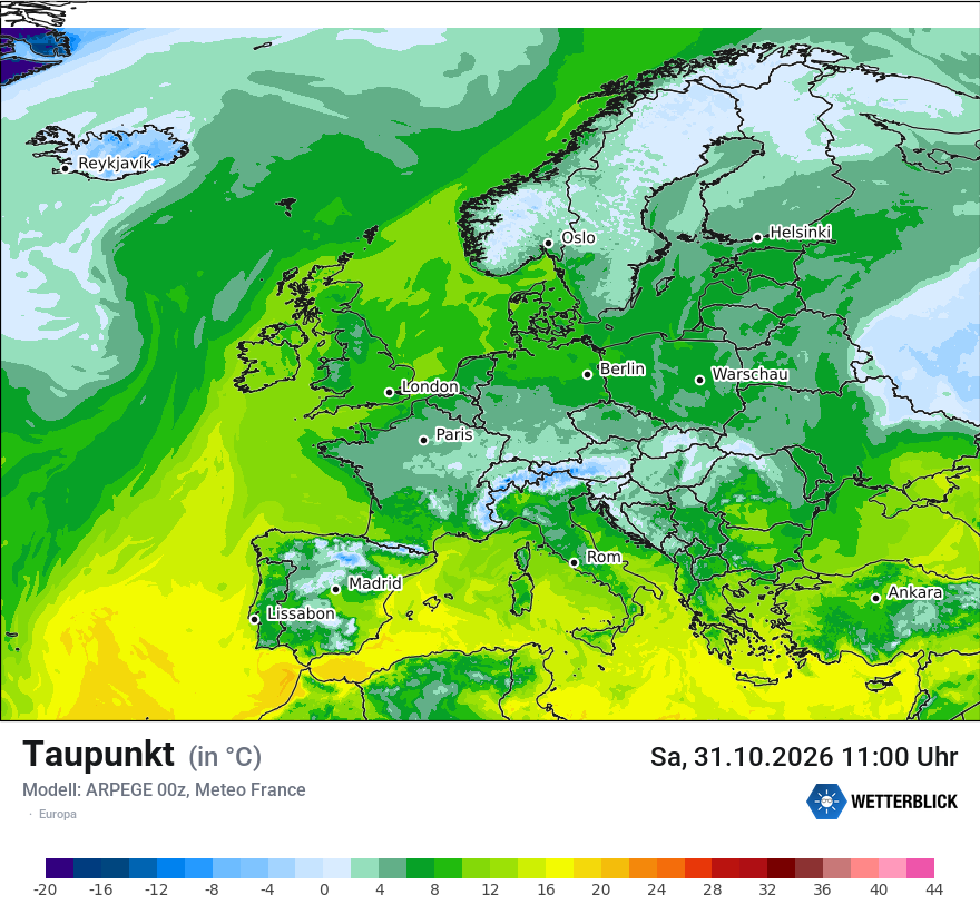 Modellkarte ARPEGE – td – europa
