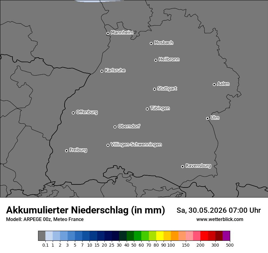 Modellkarte ARPEGE – tot_prec – bw