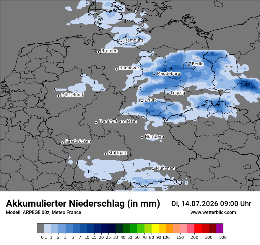 Modellkarte ARPEGE – tot_prec – deutschland