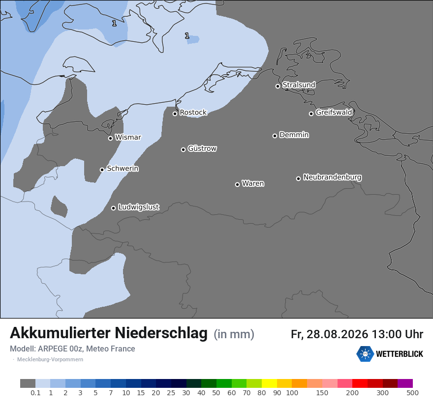 Modellkarte ARPEGE – tot_prec – mv