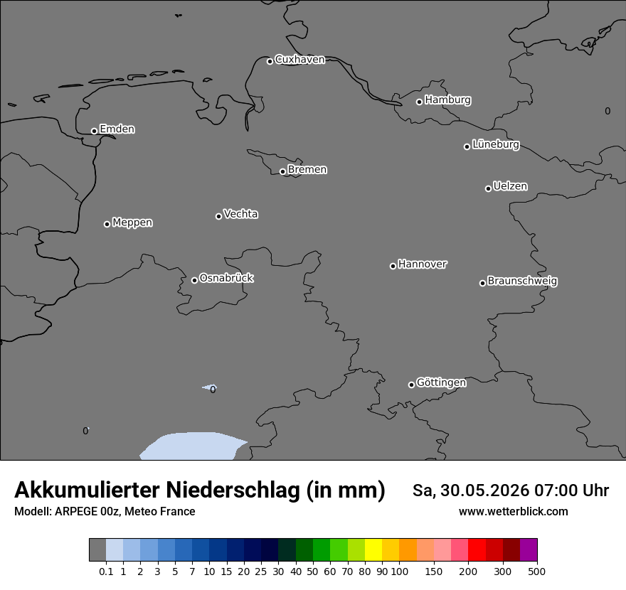 Modellkarte ARPEGE – tot_prec – ni