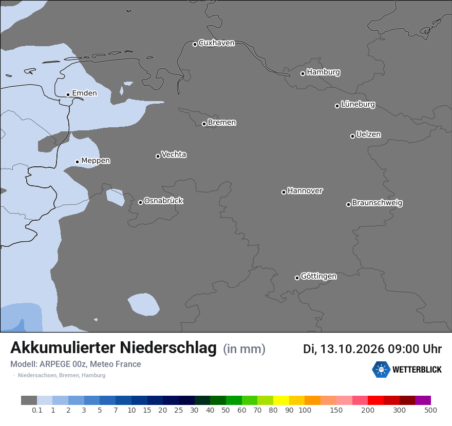 Modellkarte ARPEGE – tot_prec – ni