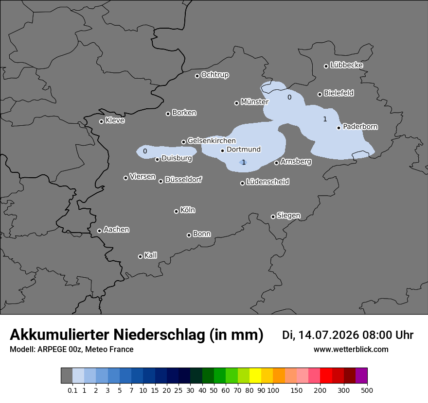 Modellkarte ARPEGE – tot_prec – nrw